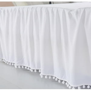 Todo Hogar Santiago De Chile - Faldón Completo Blanco Con Pompones - 1.5 Plazas