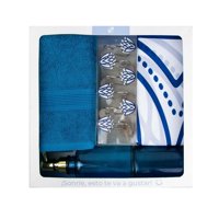 Decoexpress - Box De Baño Zafiro - (Cortina, Ganchos, Toalla Y Vaso/Dispensador)