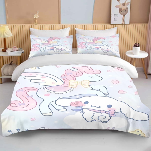 v2019 Bed Sheets Cinnamoroll Bedding Sets Cartoon Comforter Cover Bed Cover Duvet Cover Pillow Case - Pieces Sets Kids Adult Size 3-Piece Bedding Set (1 Duvet Cover + 2 Pillow Shams) Bed Sheets ju201