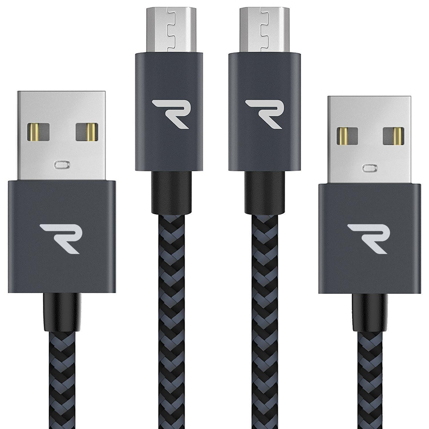 Cable Micro Usb Rampow [paquete De 2 Paquetes/1 M] Qc 3.0 De Carga Y Sincronización Rápidas