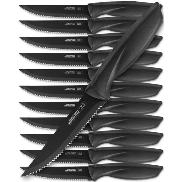 Juego de cuchillos para carne Home Hero de acero inoxidable con alto contenido de carbono, 12 piezas