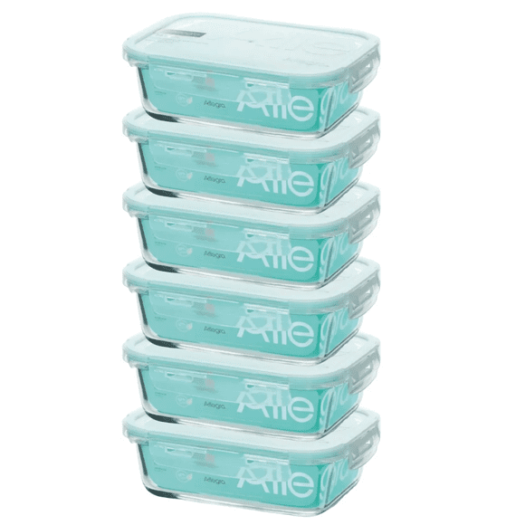 Pack 6 Contenedores Herméticos De Vidrio Rectangular 420ml Allegra