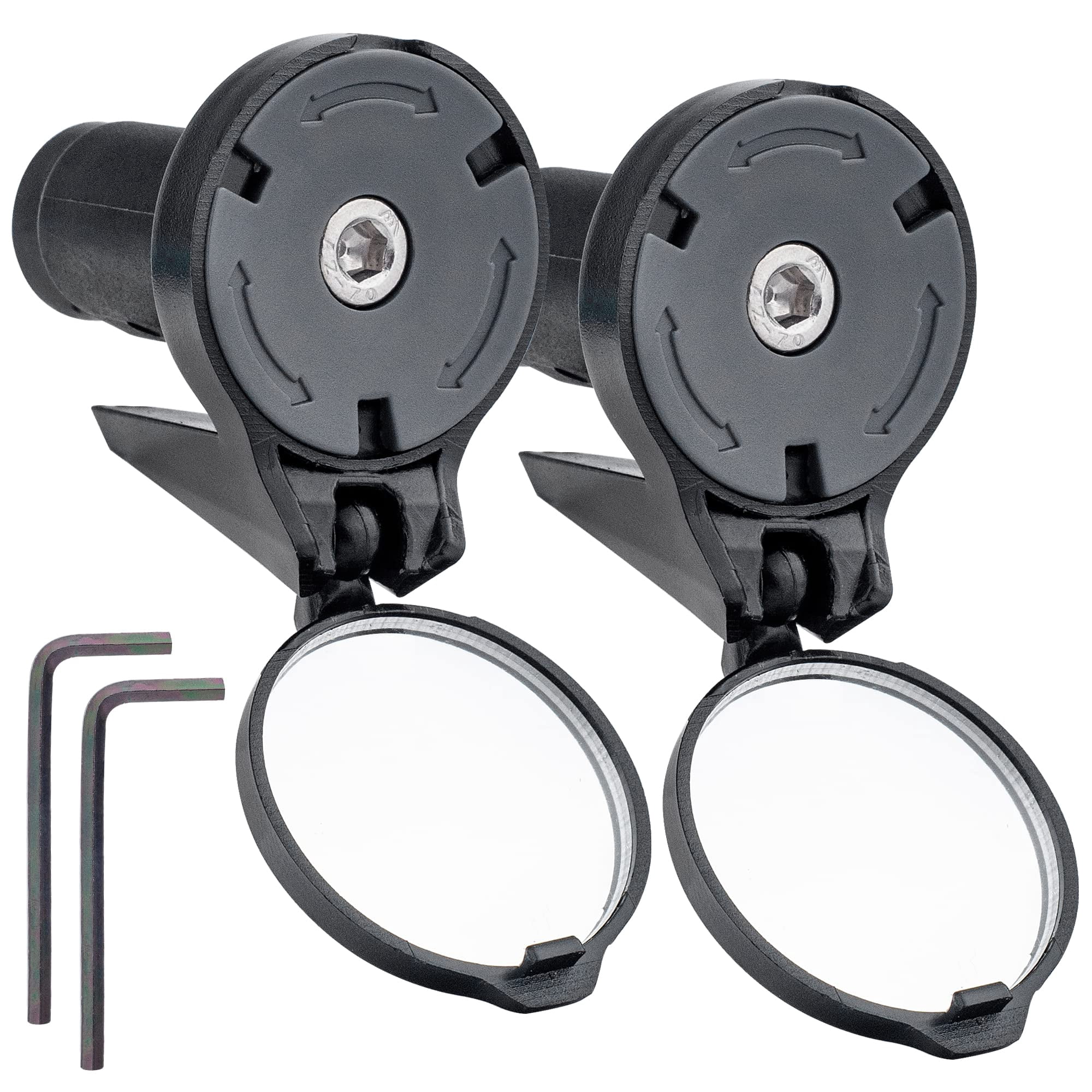 Xusx111 - Espejo Retrovisor Del Extremo De La Barra De La Bicicleta 2 Paquetes - Espejo Retrovisor De Vidrio Convexo Hd Ajustable Para El Extremo De La Barra De Caída De La Bicicleta De Carretera O El