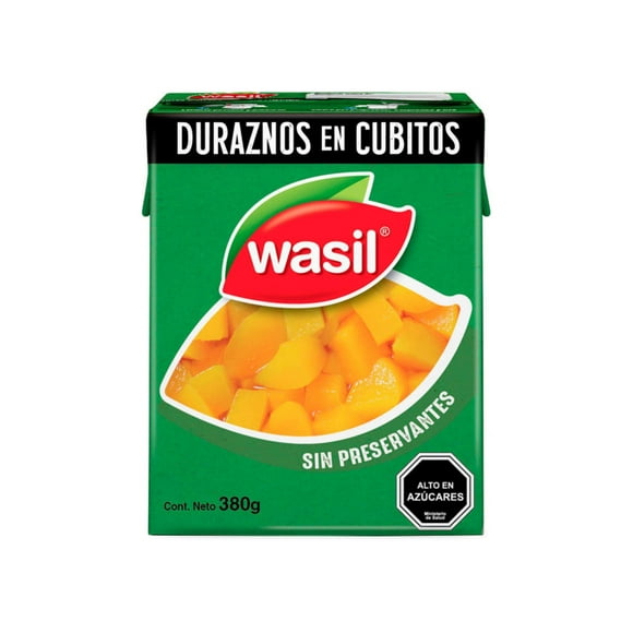 Duraznos en Cubitos Caja, Drenado 200 g - Neto 380 g