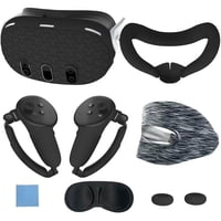 Genérico - Vr Accesorios Set Para Meta Quest 3, Cubierta Protectora Para La Cara, Empuñaduras Para El Mando, Cubierta Para Los Auriculares, Protector Para La Lente Y Cubierta Para La Carcasa - Negro
