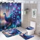 thumbnail image 1 of Pavo real-theme 4-Piece Shower Curtain Set with Rugs, Waterproof Bathroom Decor Set Includes Bath Mat, U-Shaped Rug, Toilet Lid Cover and Curtain with Hooks, 1 of 6