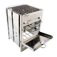 Magideal - Estufa De Primera Calidad, Parrilla De Cocina, Estufa De Carbón, Estufa De Camping Plegable De Acero Inoxidable Para Mochileros, 21Cmx14Cmx14Cm