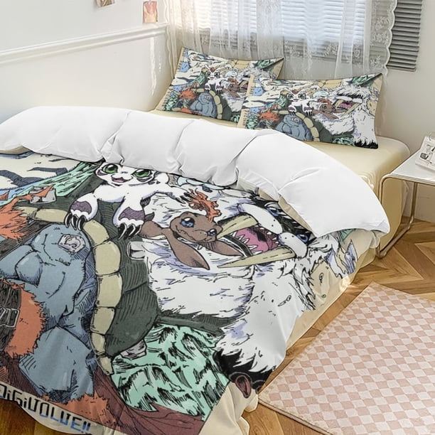 Digimon Anime Home Bed 3-piece Set Classic Japanese Anime Polyester Wash Student Dormitory Set