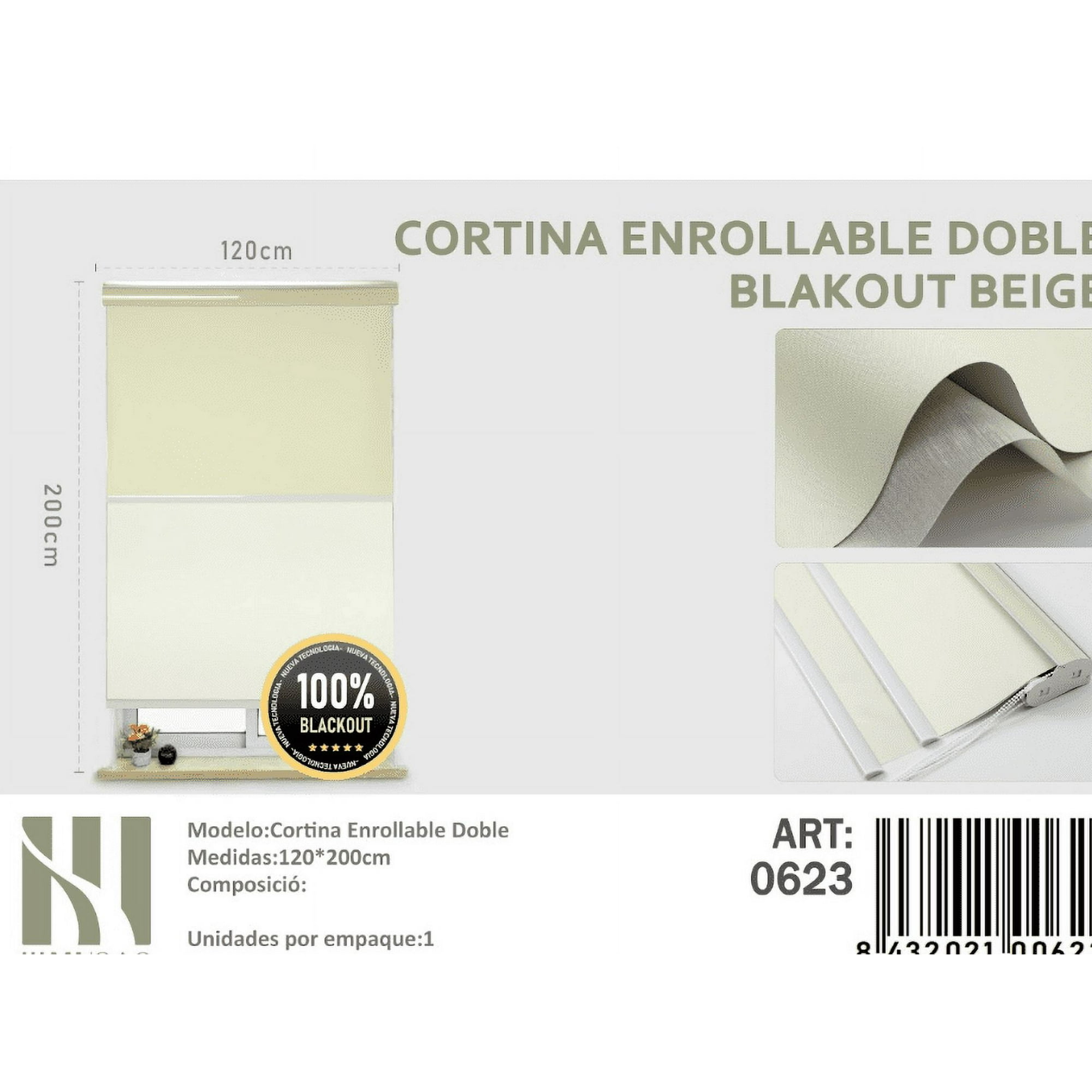 Mundo Shopping - Cortina Enrrollable Doble Blackout Beige 120x200cm