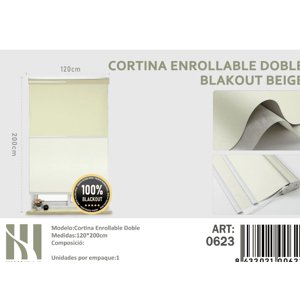 Mundo Shopping - Cortina Enrrollable Doble Blackout Beige 120X200Cm