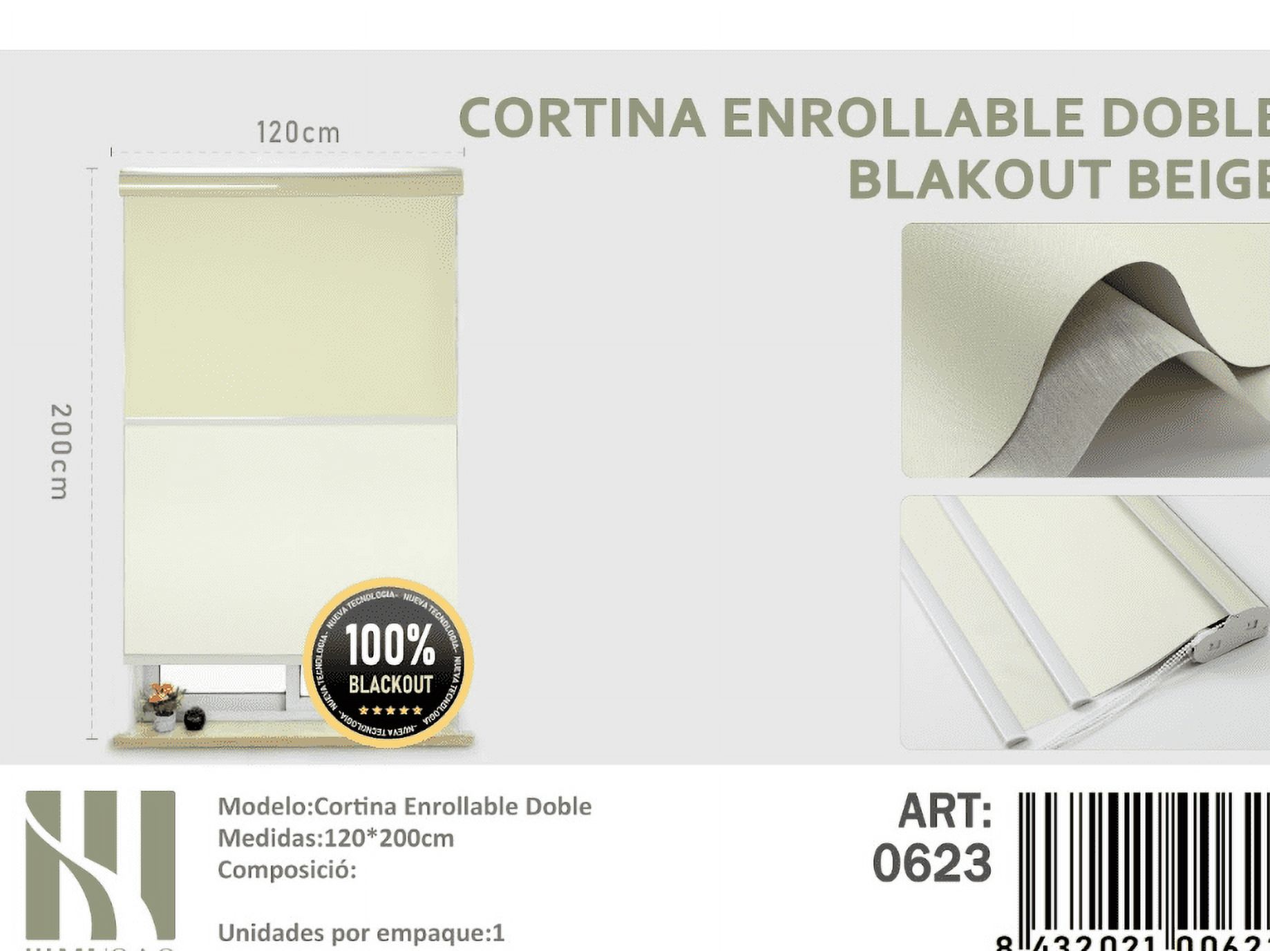 Mundo Shopping - Cortina Enrrollable Doble Blackout Beige 120X200Cm