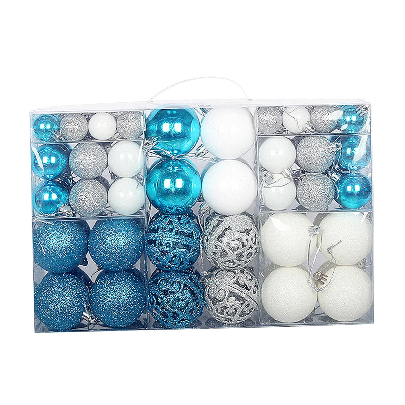 Magideal - 100 Piezas Bolas De Navidad Decoraciones Adornos Coloridos Juego De Adornos Navideños Adornos Decorativos Para Árboles De Navidad Para Fiestas Navideñ Plata Azul Blanco