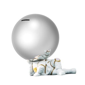 Bothyi - Estatua De Astronauta Alcancía Multifunción Creativa Resina Dinero Tarro Moneda Banco Mentira Postura