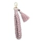 thumbnail image 3 of Macrame Llavero Muñequera Mujer Billetera Encantos Portátil Llavero Cadena Titular Violeta, 3 of 5