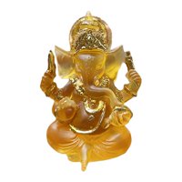 Bothyi - Ganesha Sentado Buda Estatua Escultura Decorativa Hecha A Mano Artesanía Para Interior Amarillo