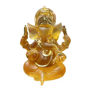 Bothyi - Ganesha Sentado Buda Estatua Escultura Decorativa Hecha A Mano Artesanía Para Interior Amarillo