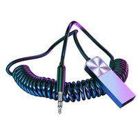 Magideal - Adaptador Usb De 3,5 Mm Aux Receptor De Automóvil Emparejamiento Rápido Automática Micrófono Incorporado Cable Elástico Tpe Portátil, Fácil