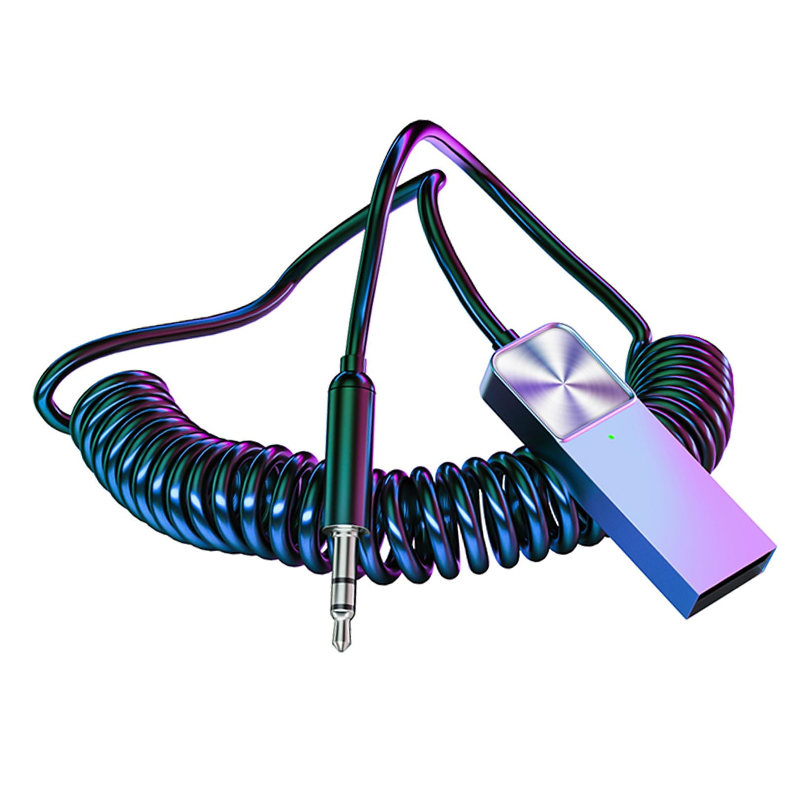 Magideal - Adaptador Usb De 3,5 Mm Aux Receptor De Automóvil Emparejamiento Rápido Automática Micrófono Incorporado Cable Elástico Tpe Portátil, Fácil