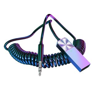 Magideal - Adaptador Usb De 3,5 Mm Aux Receptor De Automóvil Emparejamiento Rápido Automática Micrófono Incorporado Cable Elástico Tpe Portátil, Fácil