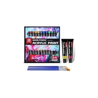 Pintura Acrílica 24 Colores Oleo Incluye Pinceles Set Mobee