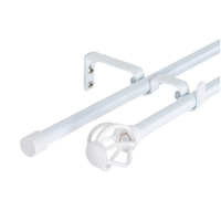 Metalhsa - Set Barras Para Cortina Doble 13/16 Mm Extensible 70-120 Cm Blanco Nido
