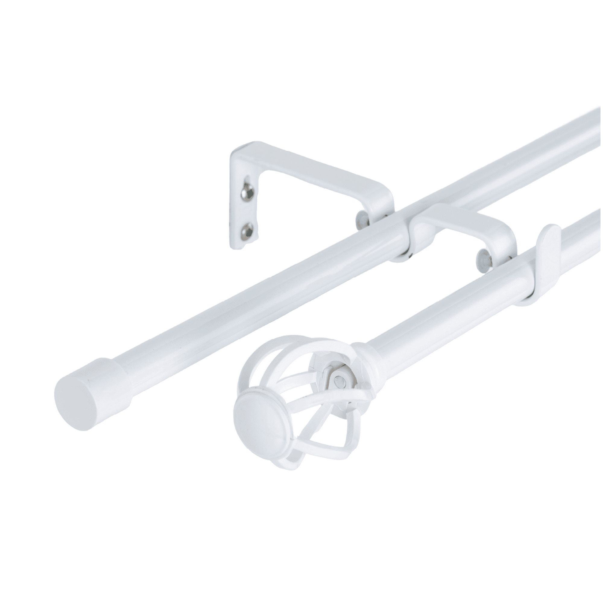 Metalhsa - Set Barras Para Cortina Doble 13/16 Mm Extensible 70-120 Cm Blanco Nido