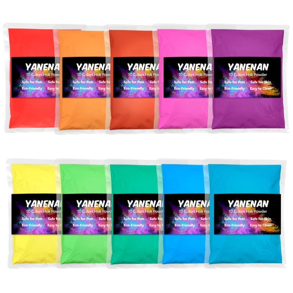 Polvo de colores YANENAN – 10 colores vibrantes y lavables