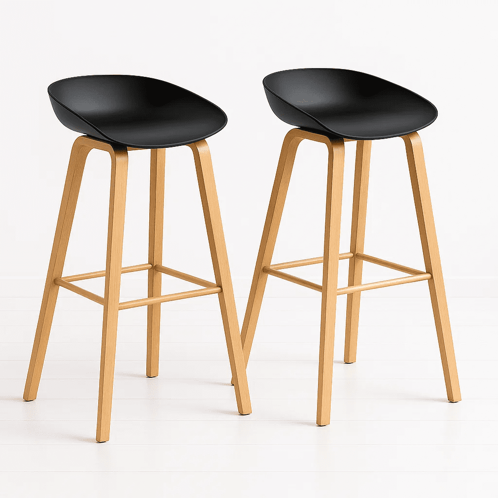 Klik Muebles - Pack De 2 Taburetes Piso Bar Nordic - Negro