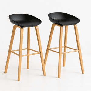 Klik Muebles - Pack De 2 Taburetes Piso Bar Nordic - Negro