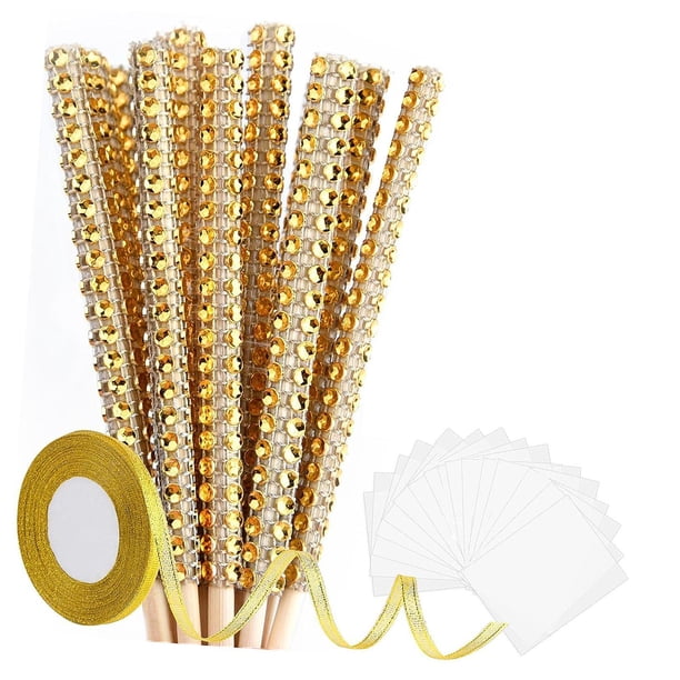 24x Palitos de frutas dulces Palitos de frutas de con bolsas Cinta decorativa Golosinas de frutas Brochetas de madera para eventos Halloween Oro