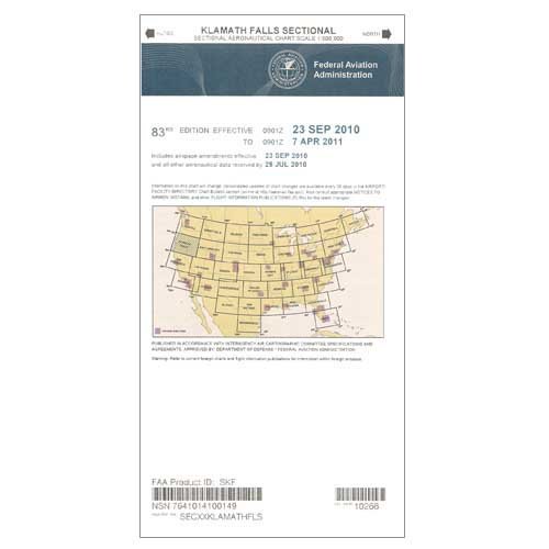 Gráfico de la FAA VFR Sectional Klamath Falls SKF (edición actual)