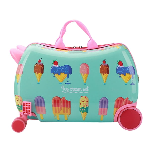Maleta de viaje para montar,Equipaje rígido con ruedas,Equipaje portátil ligero y resistente para regalo de Festival para niños , Verde Helado verde