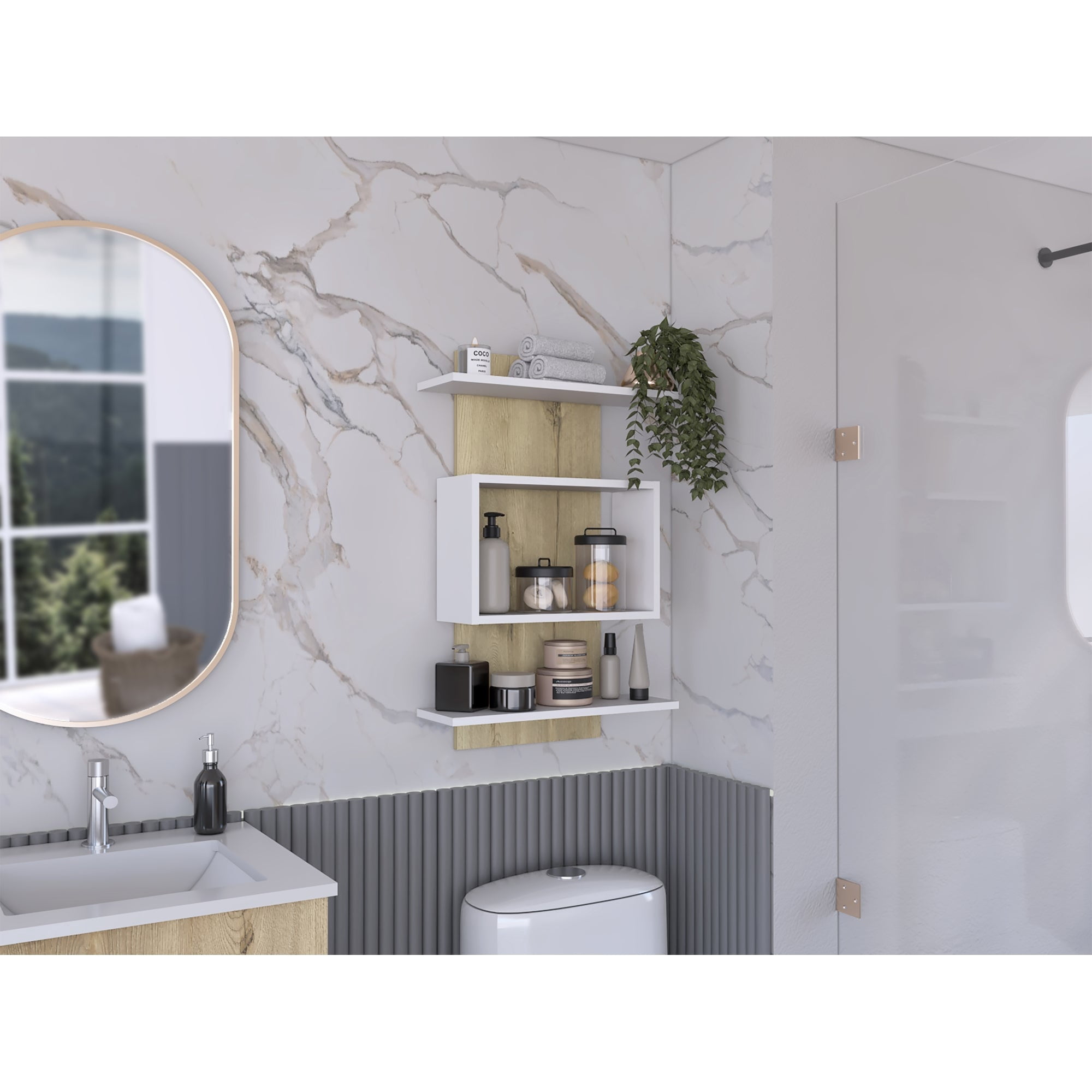 Tuhome - Mueble Auxiliar De Baño Massana Duna Y Blanco
