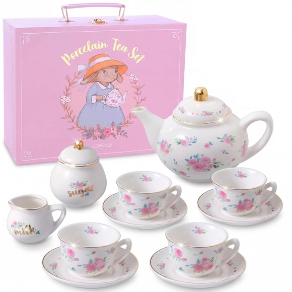 Giggle Honey White Floral Tea Party Set for Little Girls