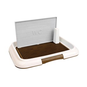 Ioensy - Soporte Para Almohadillas De Entrenamiento Para Mascotas, Reutilizable, Con Pared Protectora, Bandeja Para Orinal Para Perros De Interior, Café