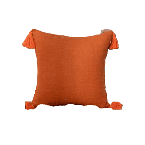 Genérico - Pack De 2 Fundas Para Cojín De Lino Con Pompones 45X45 Cm Naranja
