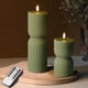 thumbnail image 1 of Vela LED sin llama Girimax verde oliva estriada 2 u con control, 1 of 3