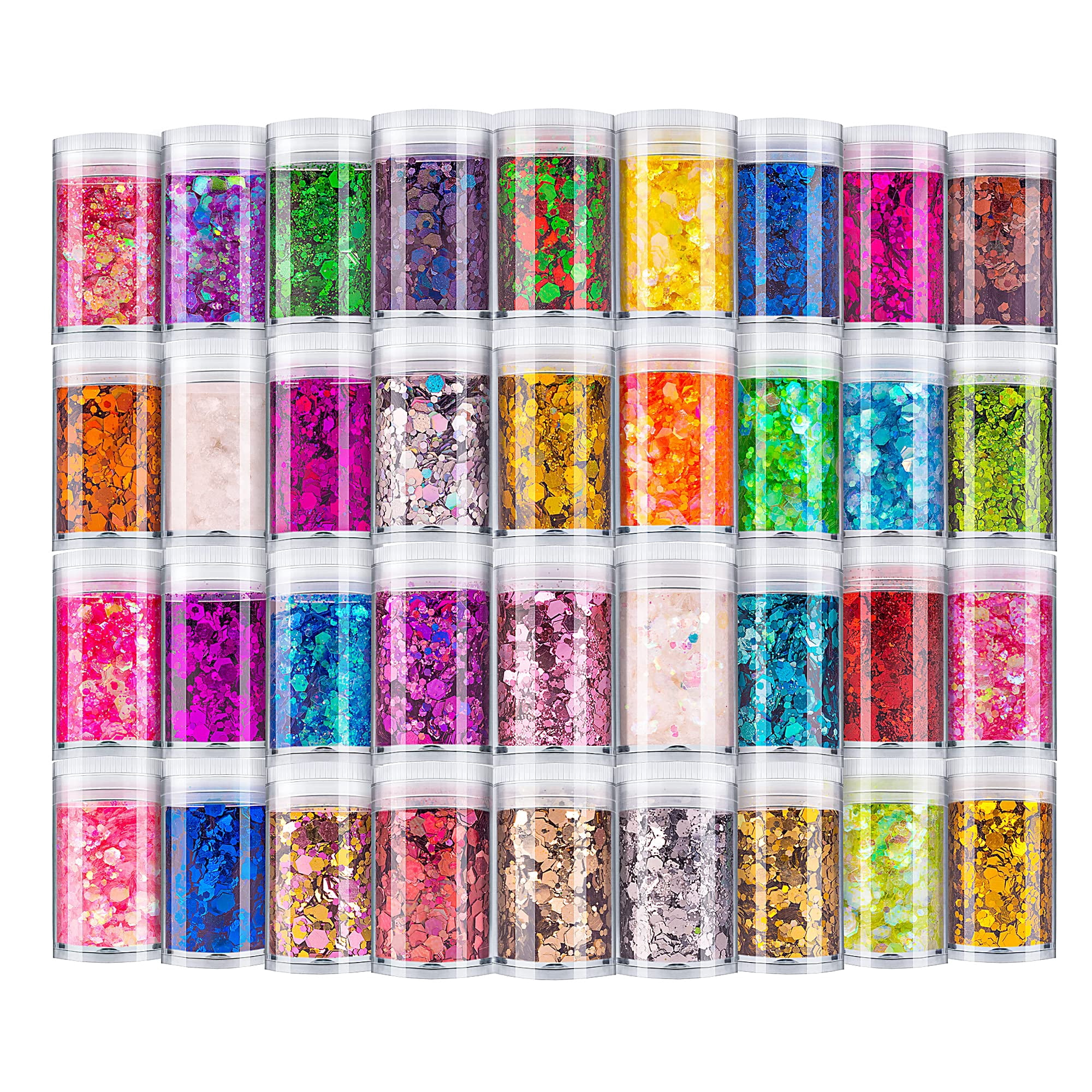 Licool Glitter - Set De Purpurina Licool, Holográfico, Grueso, 36 Colores Para Manualidades