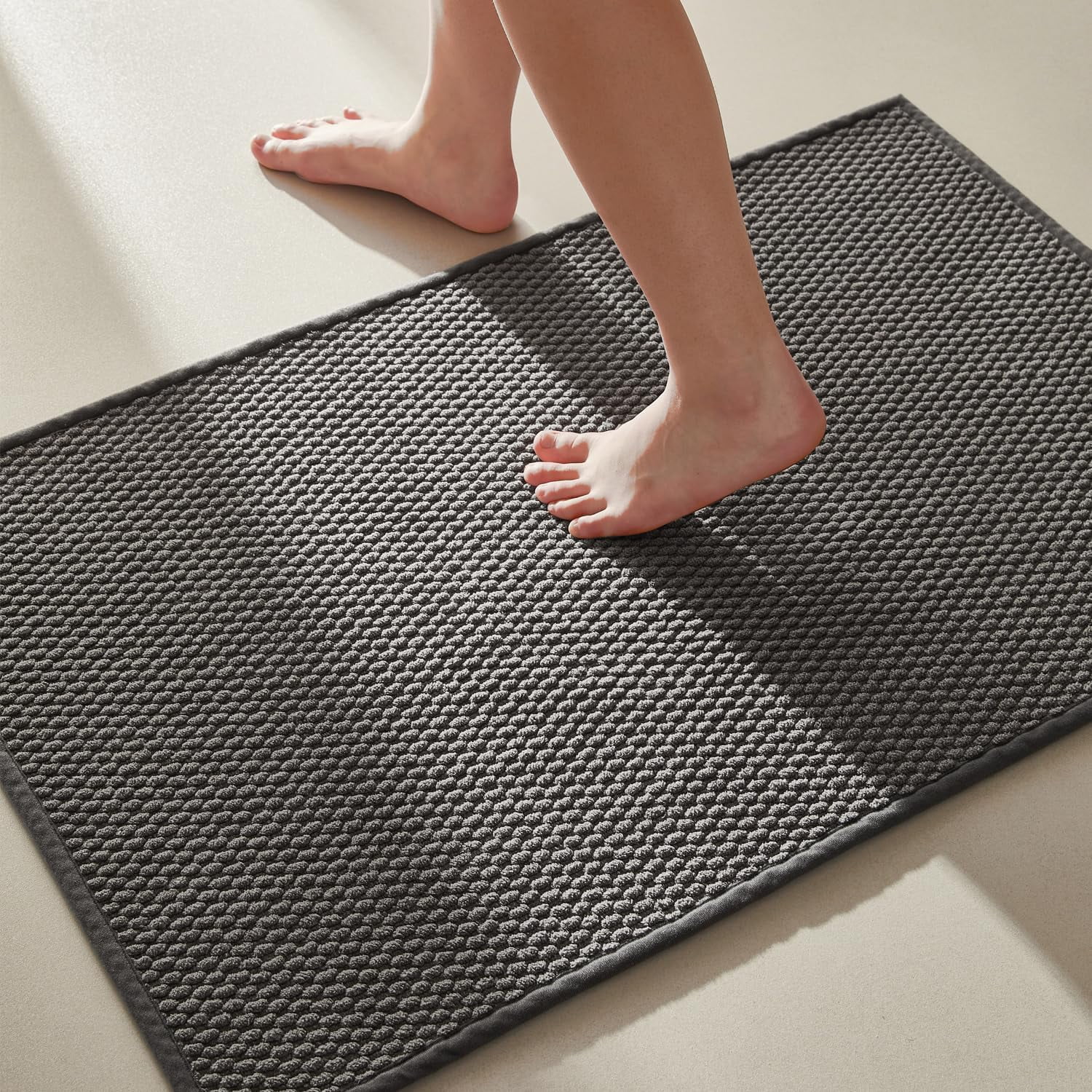 Alfombra De Baño Tyuu, Antideslizante, Lavable, Gris Oscuro, 40 X 60 Cm