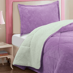 Genérico - Cubrecama Doral Infantil Sherpa Coral Diseño Flores