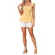 thumbnail image 2 of INSPIRE CHIC Blusa de Cuadros con Peplum para Mujer de Regreso a Clases Cuello Cuadrado Sin Mangas Verano XS Amarillo, 2 of 5