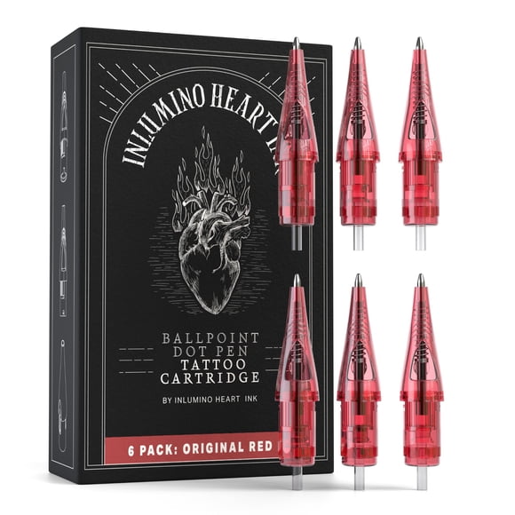 Cartuchos para pluma de tatuaje Inlumino Heart Ink Original Red (paquete de 6)