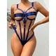 thumbnail image 2 of Erotic Cut Out Strappy Teddy, See Through Deep V Backless Fishnet Bodysuit, Women's Sexy Lingerie & Underwear, 2 of 3
