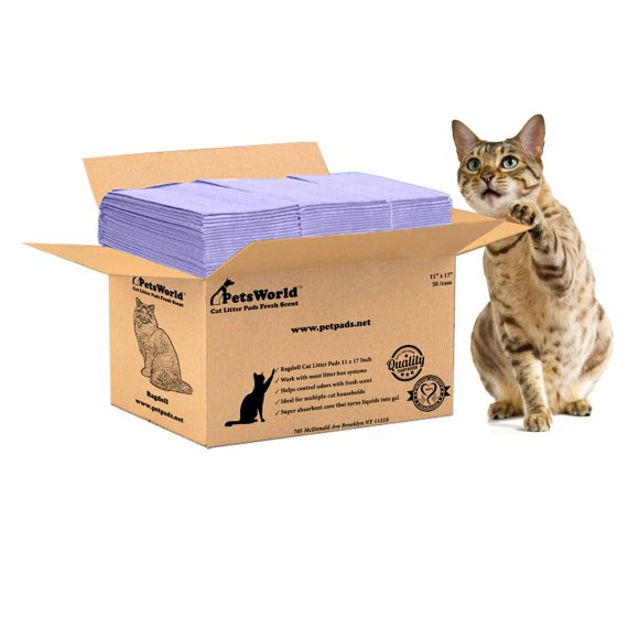 Recargas para Almohadillas de Gato PETSWORLD Paquete de 50 con Aroma Fresco 28x43 cm