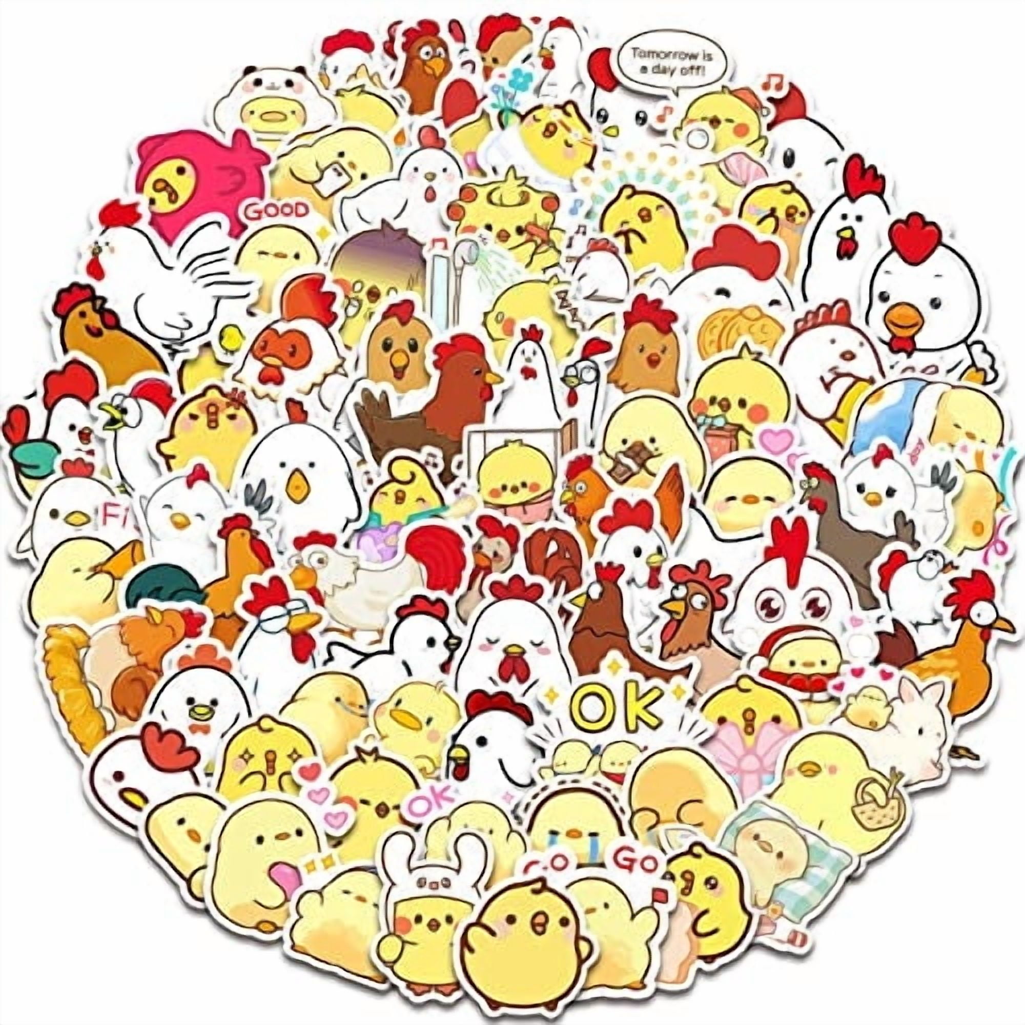 Pegatinas De Pollo Sunvalley 100 Piezas Lindas Amarillas Vinilos Impermeables