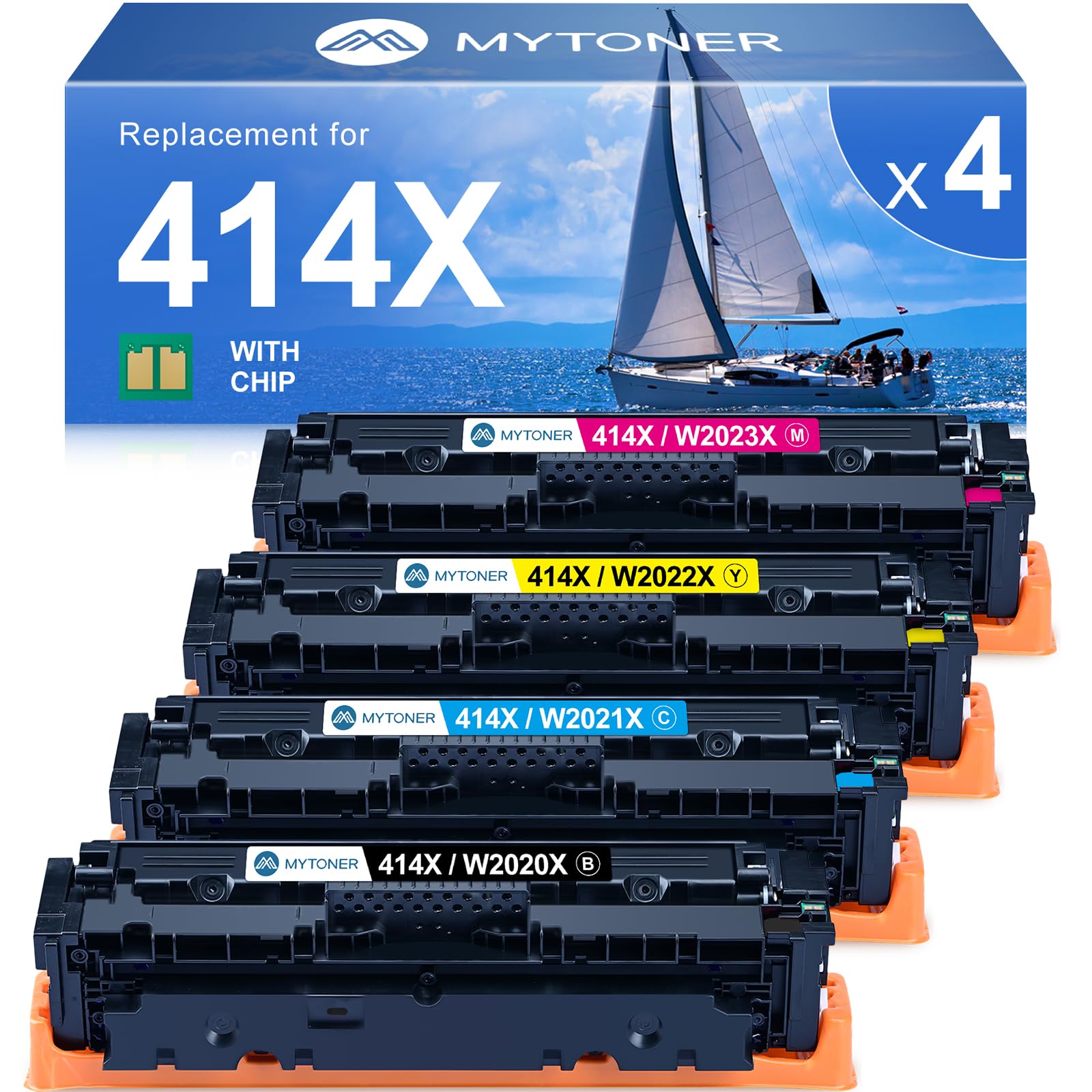 Cartuchos De Tóner Mytoner 414X (Paquete De 4) De Alto Rendimiento Para Hp M479