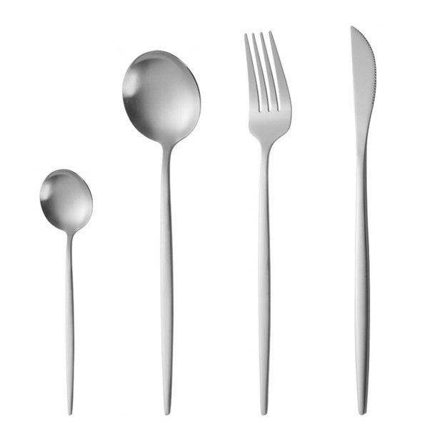 Juego de cubiertos para 2, juegos de utensilios de acero inoxidable, juegos de cubiertos, tenedores, cucharas y cuchillos para la cocina del hogar.