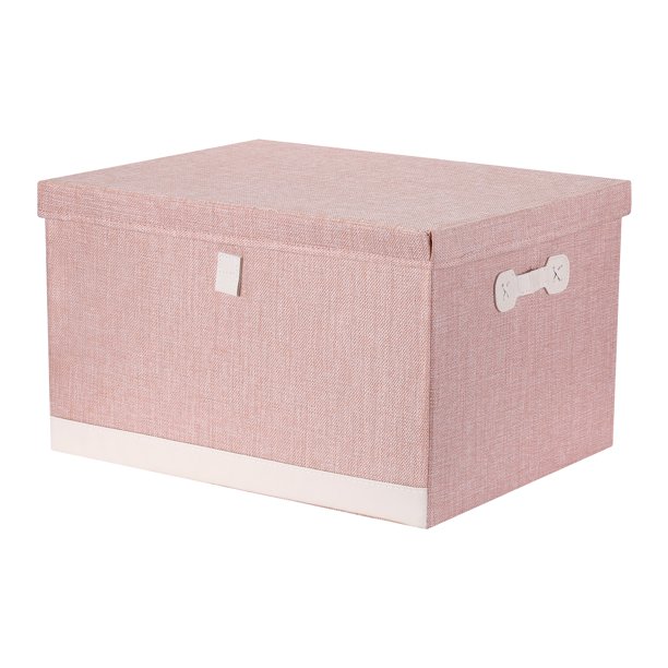 REGALWOVEN Cubo de Almacenamiento, Caja de Tela con Tapa y Asa para Estantes de Armario, Cesta Plegable para Organizar Ropa Libros Rosa 19.7*15.7*11.8in