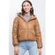 thumbnail image 1 of Chaqueta Puff Con Capucha Y Cierre De Cuero Sintético Pu Camel, 1 of 5