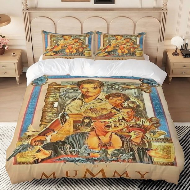 3pcs Adventure Movie Mummy Classic Poster Print Set Duvet Cover + 2 Pillowcases
